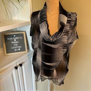 Yamamay Sleeveless Top Size Small Medium Black White Pattern Semi Sheer Cowl